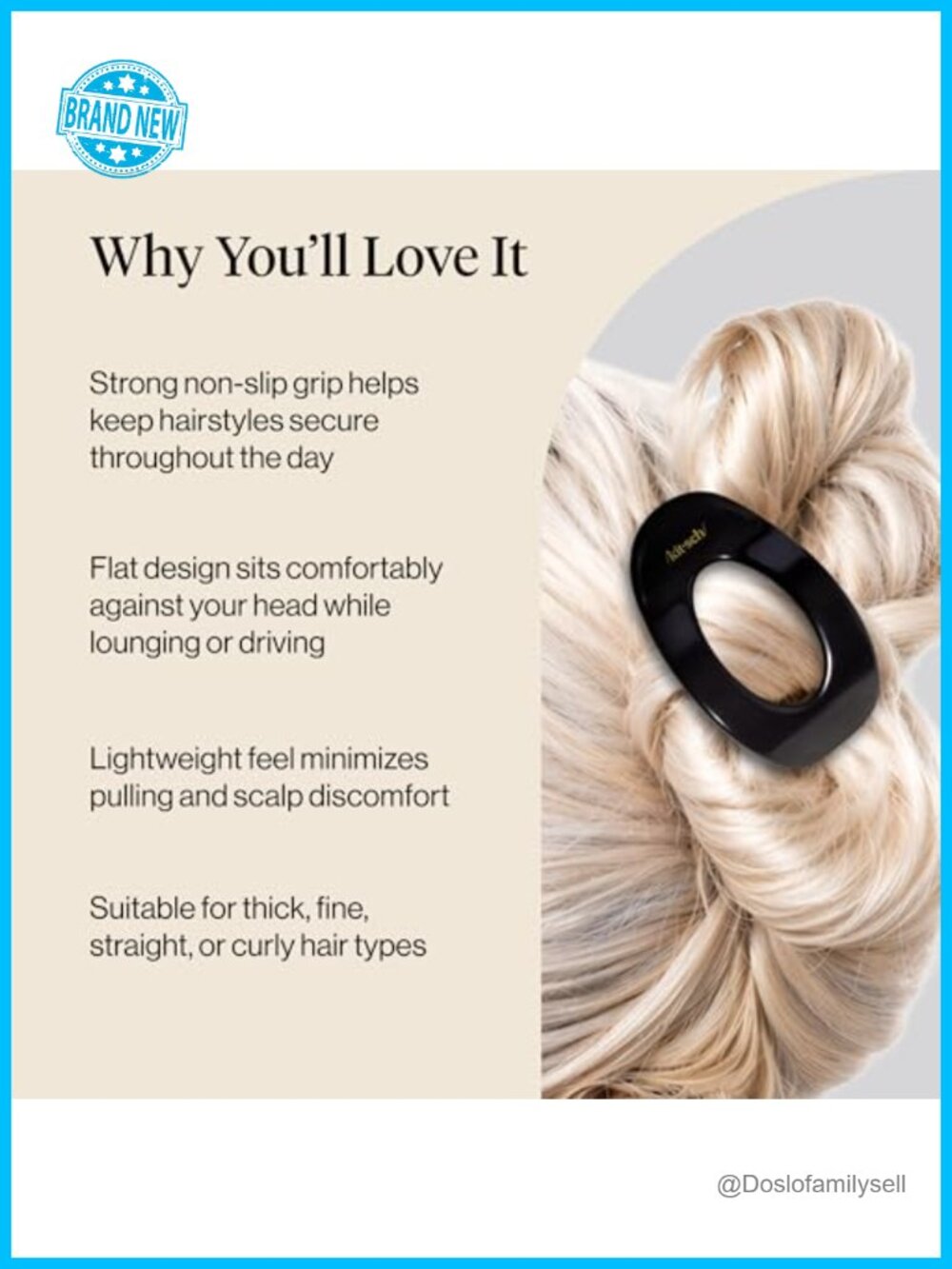 Small Flat Claw Hair Clips, Strong Hold for Thick & Fine Hair, Non-Slip - Picture 2 of 5